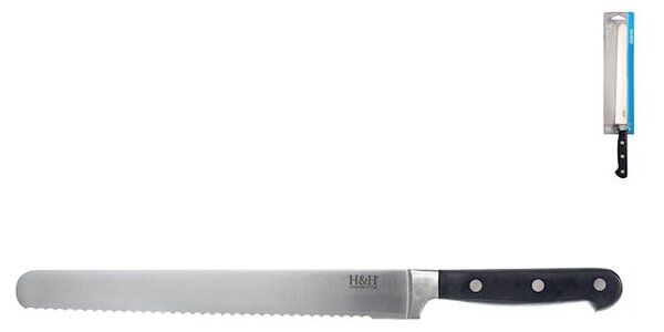 Coltello pane Black&Steel in acciaio inox manico nero cm 24