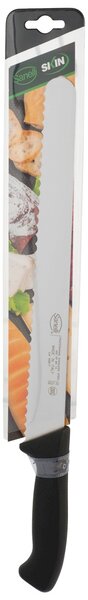 Coltello pane Skin in acciaio inox manico antiscivolo nero cm 32