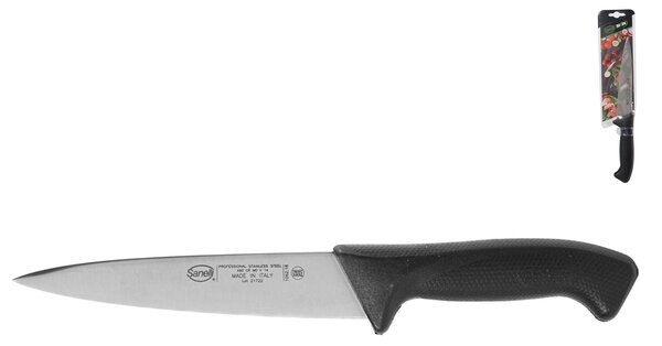Coltello scannare Skin in acciaio inox manico antiscivolo nero cm 18