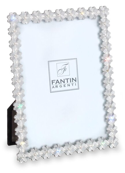Portafoto Argentato con FIORI E STASS PER FOTO 10x15 cm Stile classico argento