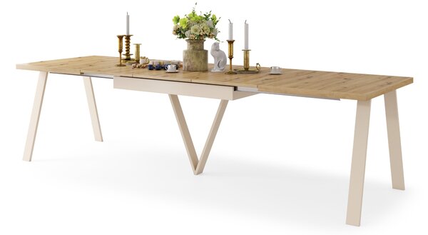 AVERY Rovere Artisan/beige (champagne) - TAVOLO LOFT/INDUSTRIALE PER SALONE / DA PRANZO ESTENDIBILE - 2 MISURE A SCELTA!