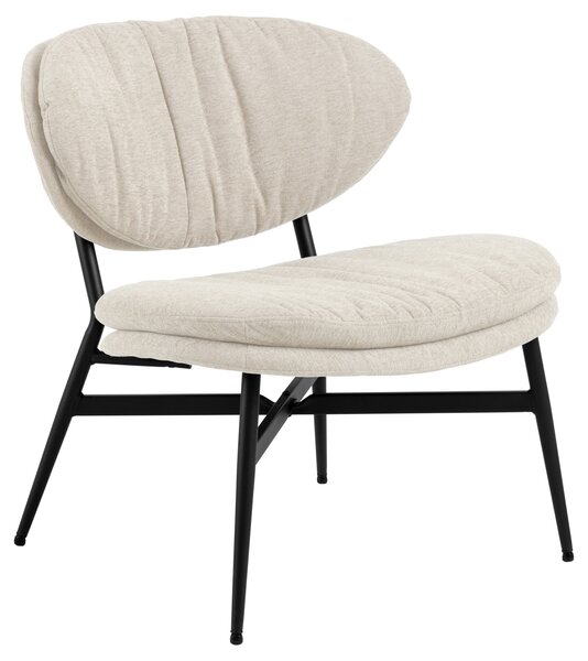 SOPHIA Beige (tessuto Apia 453)/telaio nero - POLTRONA LOUNGE SEDIA RELAX PER SOGGIORNO/UFFICIO IMBOTTITA
