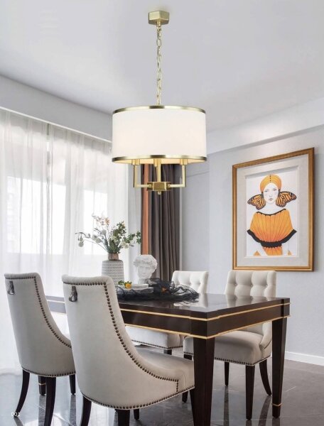 Open Design OR80223 - Lampadario a catena CASA 3xE14/12W/230V crema/ottone