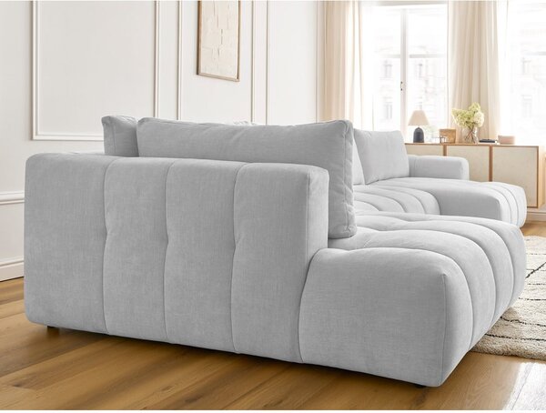 Divano angolare grigio chiaro allungabile e con contenitore (penisola a sinistra/a U) Fuji – Bobochic Paris