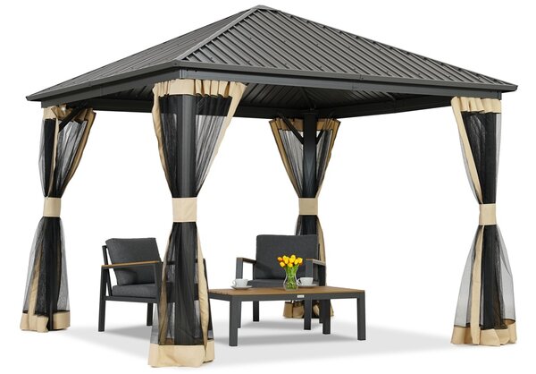 Gazebo in metallo Sardegna 3x3 con zanzariera Garden Point beige
