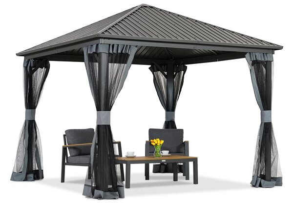 Gazebo Sardegna 3x3 in metallo con zanzariera Garden Point antracite
