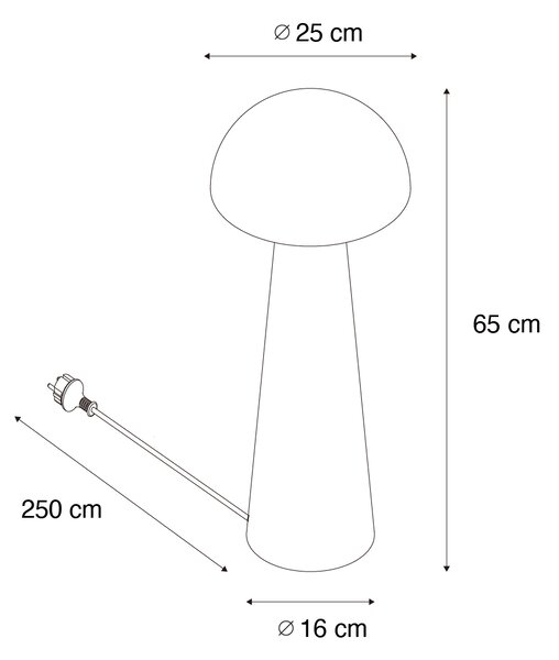 Lampada da terra per esterno nera 65 cm - Fungo