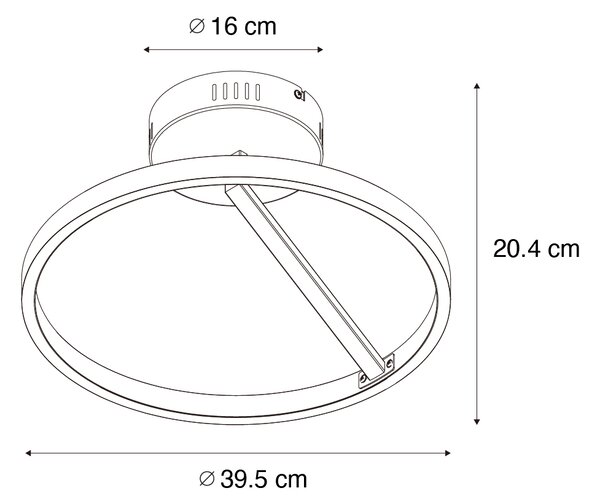 Plafoniera di design nera con LED dimmerabile a 3 livelli - Anello