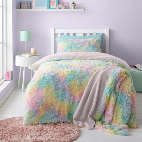 Biancheria da letto singola per bambini in microplush 135x200 cm Rainbow Cuddly - Catherine Lansfield