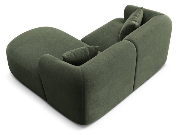 Divano angolare verde (con penisola a destra/con chaise lounge) con rivestimento in velluto Campi – Cosmopolitan Design