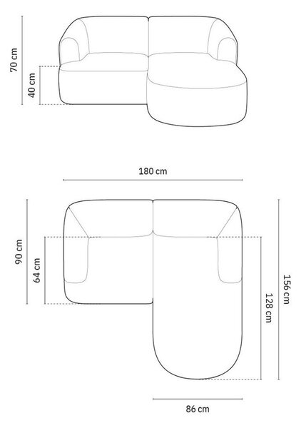 Divano angolare verde (con penisola a destra/con chaise lounge) con rivestimento in velluto Campi – Cosmopolitan Design