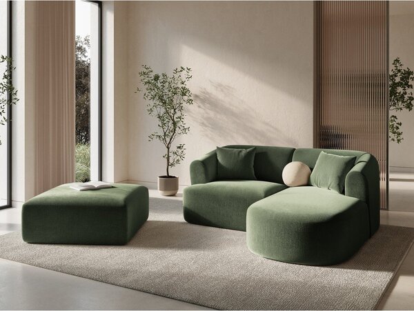 Divano angolare verde (con penisola a destra/con chaise lounge) con rivestimento in velluto Campi – Cosmopolitan Design