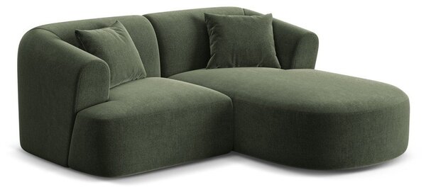 Divano angolare verde (con penisola a destra/con chaise lounge) con rivestimento in velluto Campi – Cosmopolitan Design