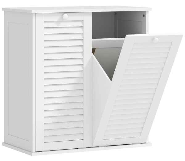 HOMCOM Mobile bagno con cesto portabiancheria, 2 cestini e ante a persiana 70x38x73 cm, bianco | Aosom Italy