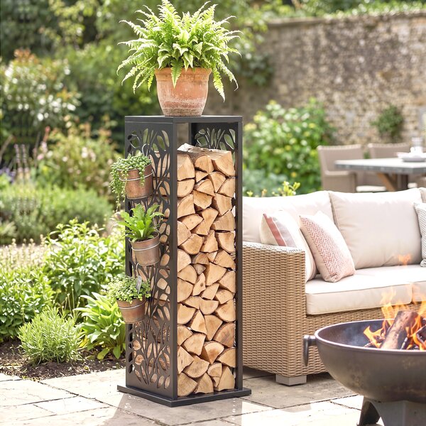 Outsunny Portalegna rialzato con 4 ganci, fino a 100 kg, 38x38x112 cm, acciaio | Aosom Italy