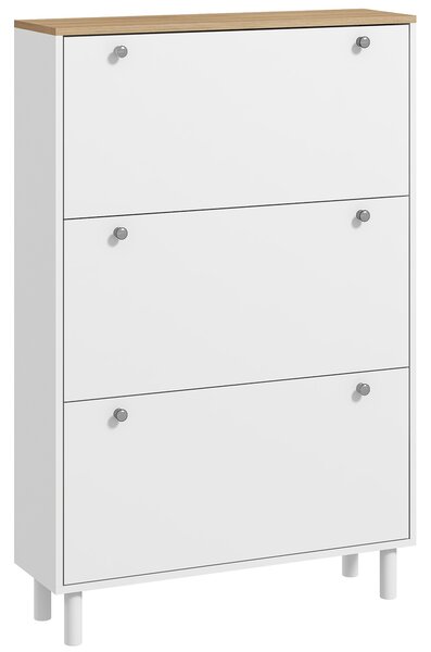 HOMCOM Scarpiera stretta 24 paia con 3 cassetti ribaltabili e mensole regolabili, bianco | Aosom Italy