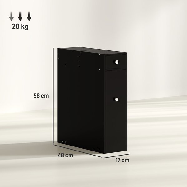 HOMCOM Mobile per WC e bagno con porta carta igienica, 2 cassetti, 17x48x58 cm | Aosom Italy
