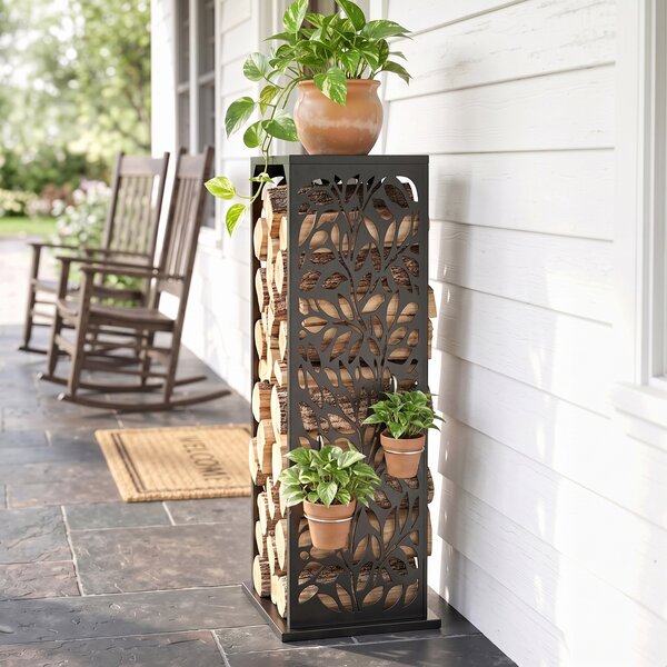 Outsunny Portalegna rialzato con 4 ganci, fino a 100 kg, 38x38x112 cm, acciaio | Aosom Italy