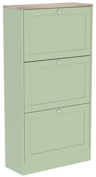 HOMCOM Scarpiera moderna per 18 paia di scarpe con 3 ante ribaltabili, 60x23.5x115 cm, verde | Aosom Italy