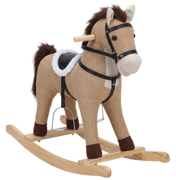 AIYAPLAY Cavallo a dondolo con suoni e maniglie di sicurezza, Età 1-3 anni, marrone scuro | Aosom Italy