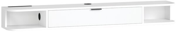HOMCOM Mobile TV sospeso fino a 60" con cassetto ribaltabile e 2 ripiani, 140x24x16 cm, bianco | Aosom Italy