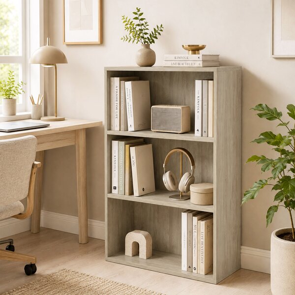 HOMCOM Libreria contenitore 3 scomparti con ripiano regolabile, 60x24x93 cm, legno naturale | Aosom Italy