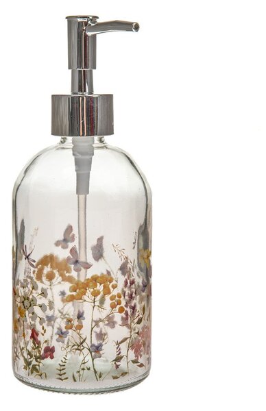 Dispenser per sapone in vetro 390 ml Flowers – Dakls