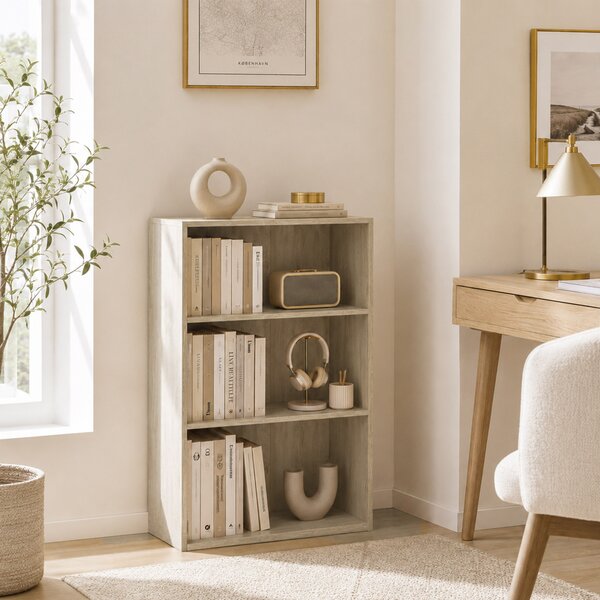 HOMCOM Libreria contenitore 3 scomparti con ripiano regolabile, 60x24x93 cm, legno naturale | Aosom Italy