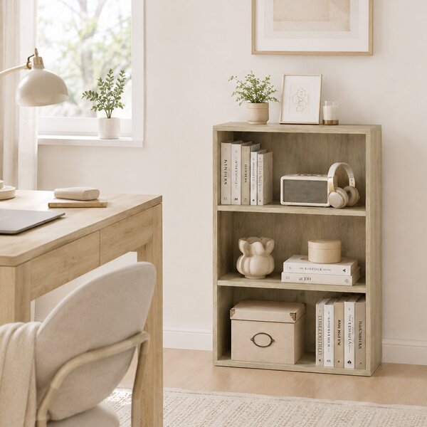 HOMCOM Libreria contenitore 3 scomparti con ripiano regolabile, 60x24x93 cm, legno naturale | Aosom Italy