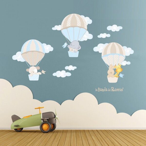 Adesivi murali Le Mongolfiere 1 Beige/Azzurro - Adesivi Murali per Bambini