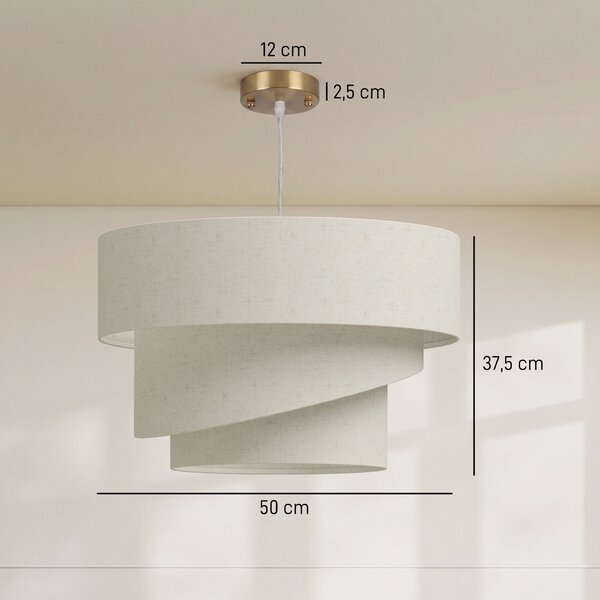 HOMCOM Lampada a sospensione con 3 paralumi effetto lino e cavo regolabile, beige | Aosom Italy