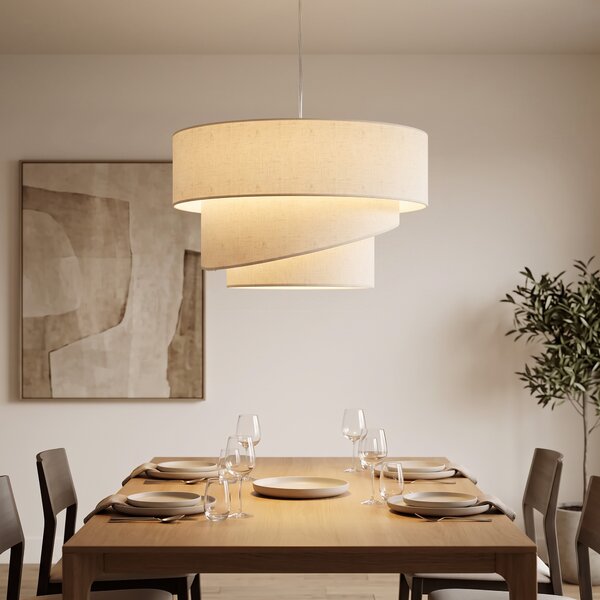 HOMCOM Lampada a sospensione con 3 paralumi effetto lino e cavo regolabile, beige | Aosom Italy