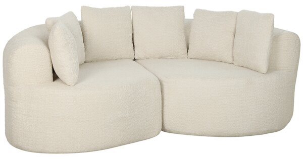 HOMCOM Divano 3 posti curvo in ciniglia 188 cm con seduta profonda e 6 cuscini, crema | Aosom Italy