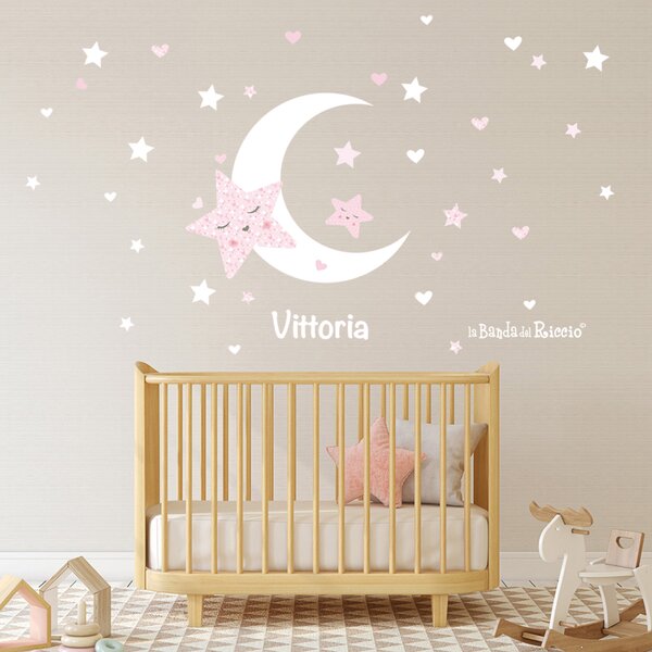 Adesivi murali Stelle e Luna Rosa - Adesivi Murali per Bambini