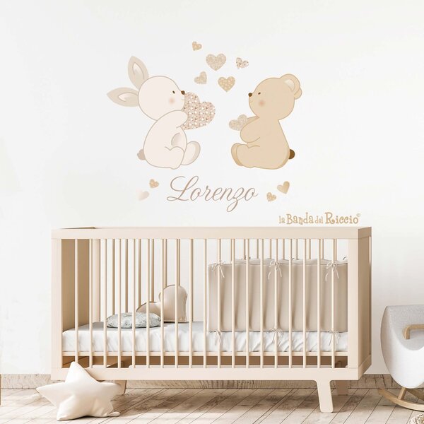 Adesivi murali Amore e Tenerezza Beige/Rosa - Adesivi Murali per Bambini