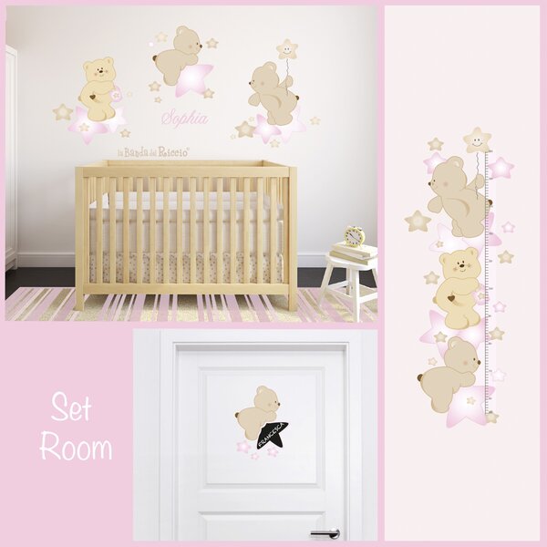 Set room Set Room Orsetti sulle stelle Rosa - Adesivi Murali per Bambini