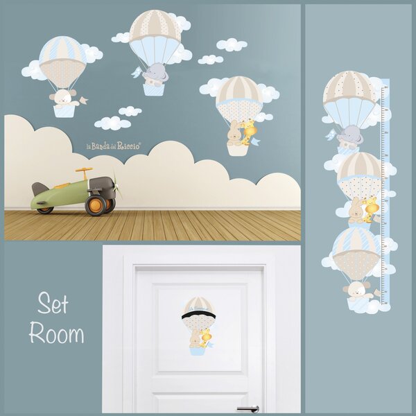 Set room Set Room Le Mongolfiere 1 Beige/Rosa - Adesivi Murali per Bambini