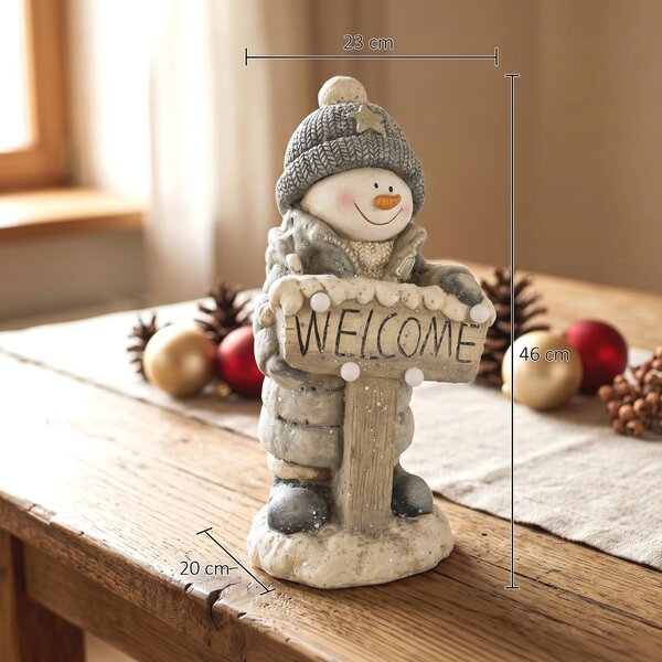 HOMCOM Pupazzo di neve natalizio illuminato con LED, timer e insegna Welcome | Aosom Italy