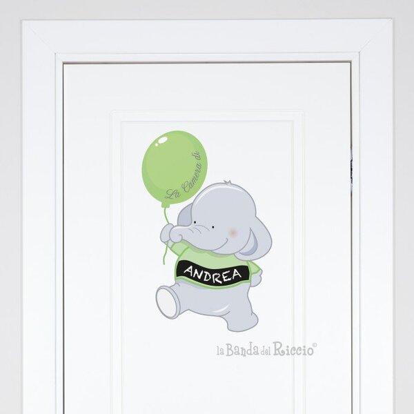 Adesivi porta Elefante con Palloncino Adesivi per porta cameretta - Adesivi Murali per Bambini