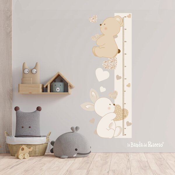 Metri crescita Metro Amore e Tenerezza Beige/Azzurro - Adesivi Murali per Bambini