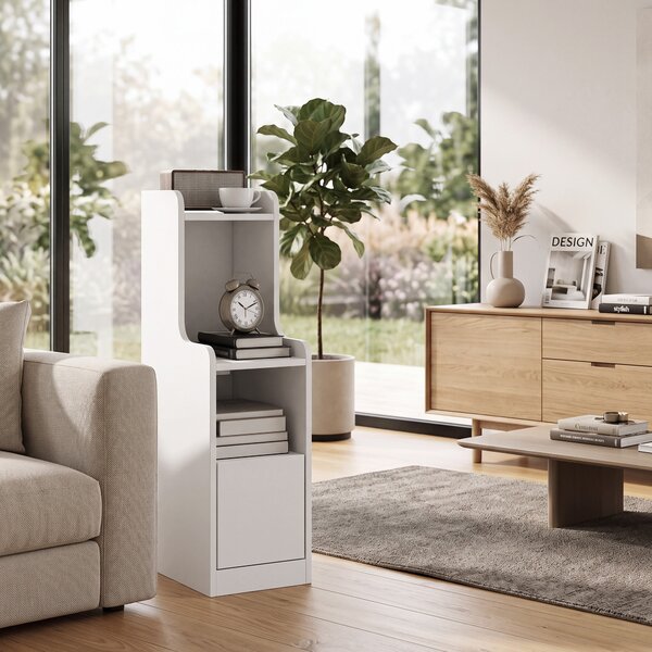 HOMCOM Set 2 comodini con stazione di ricarica, cassetto e ripiani aperti, bianco | Aosom Italy