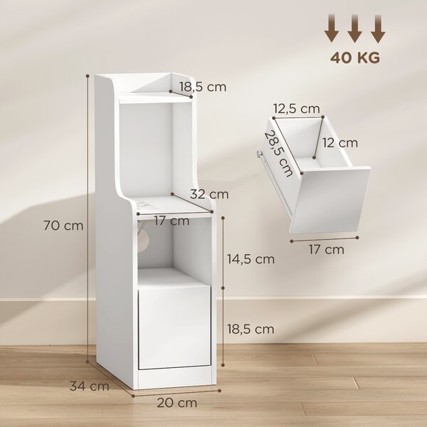 HOMCOM Set 2 comodini con stazione di ricarica, cassetto e ripiani aperti, bianco | Aosom Italy