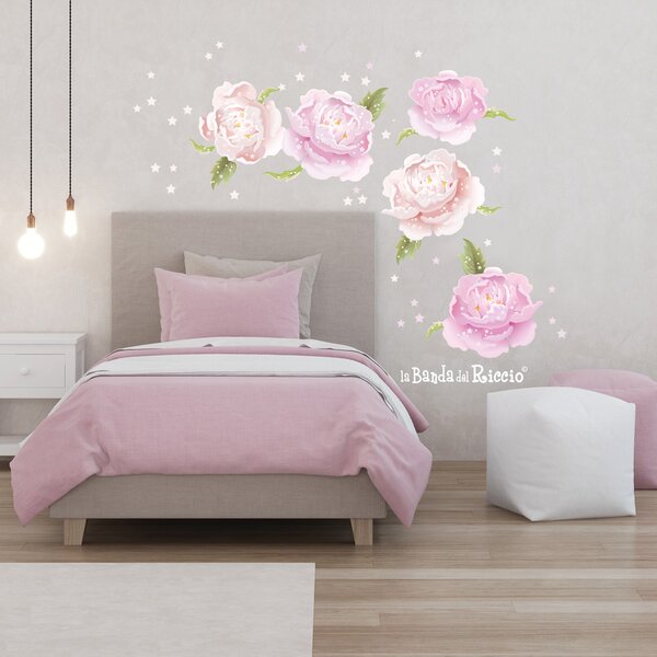 Junior Peonie Rosa - Adesivi Murali per Bambini