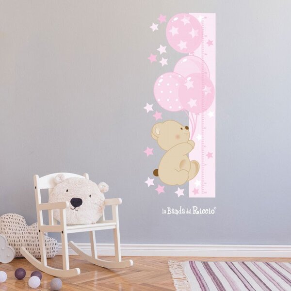 Metri crescita Metro Crescita Bear Balloons Azzurro - Adesivi Murali per Bambini