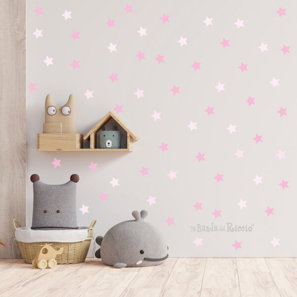 Pattern Stelle bicolore Rosa - Adesivi Murali per Bambini