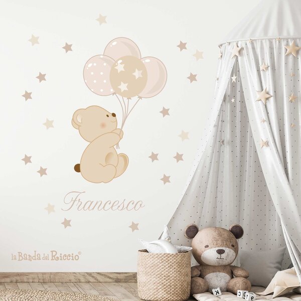 Adesivi murali Bear Balloons Azzurro - Adesivi Murali per Bambini