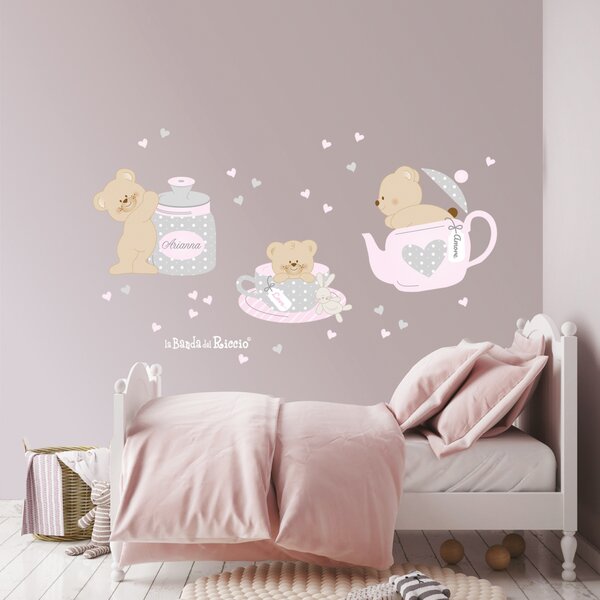 Adesivi murali Tea Time Grigio/Rosa - Adesivi Murali per Bambini