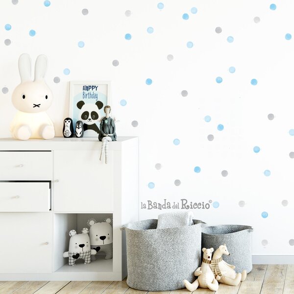 Pattern Pattern Pois Acquerello Grigio/Beige - Adesivi Murali per Bambini