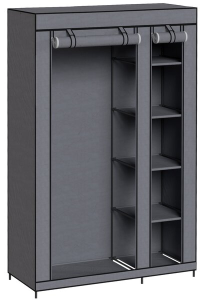 HOMCOM Armadio in tessuto con barra appendiabiti e 5 ripiani 110x45x175 cm, grigio | Aosom Italy