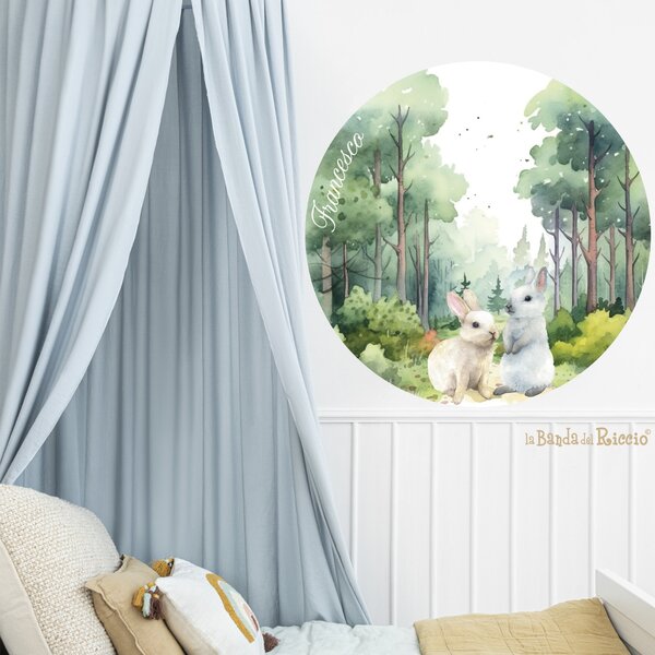 Tutte le decorazioni murali Sticker circolare Coniglietti nel Bosco - Adesivi Murali per Bambini